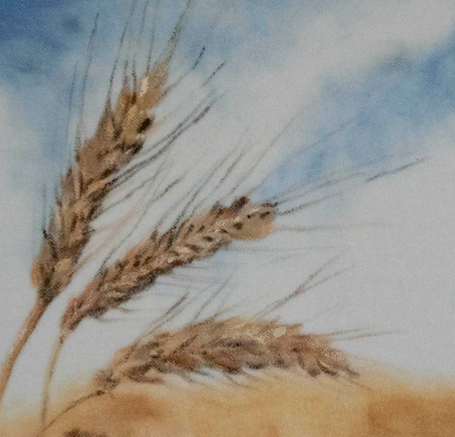 “Wheat Ears In the Wind” By Claudia Luethi, Oil on Velvet