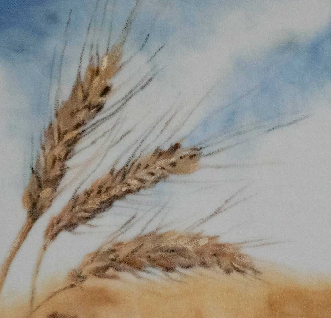 “Wheat Ears In the Wind” By Claudia Luethi, Oil on Velvet