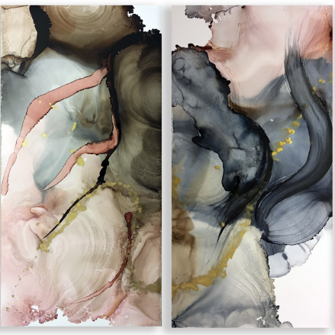 Eternal Blooms By Pegah Masoud, Alcohol Ink On Yupo Paper