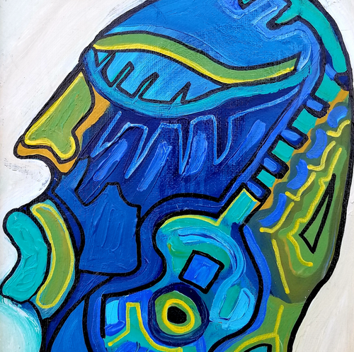 Guitar Face by Julio Sanchez, Mixed Media on Canvas