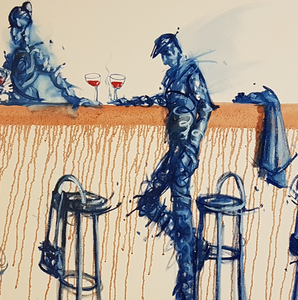 The Bar Dog by Andres Merida, Mixed Media on Canvas