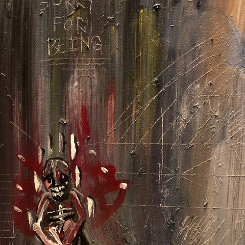 Sorry for Being by Eli Shaw, Acrylic, Moss, Glue on Canvas