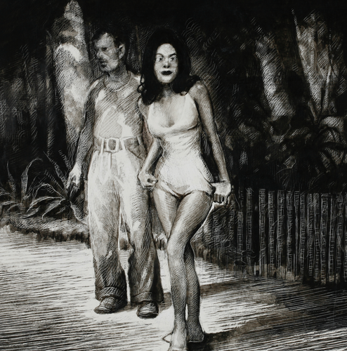 On the Road by Scott Gillis, China Ink on British Scraper Board