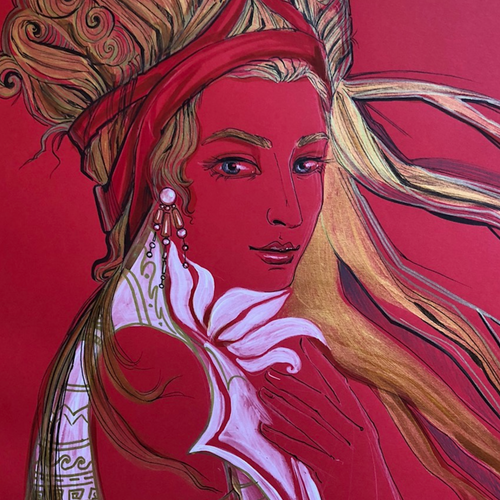 Ancient Beauty by Iris Apollo, Mixed Media on Paper