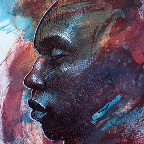 Rooster by Scott Bratek, Mixed Media on Paper