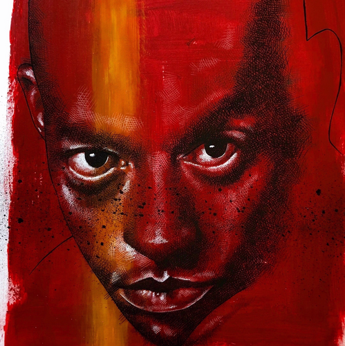 Benji 2 by Scott Bratek, Mixed Media on Paper