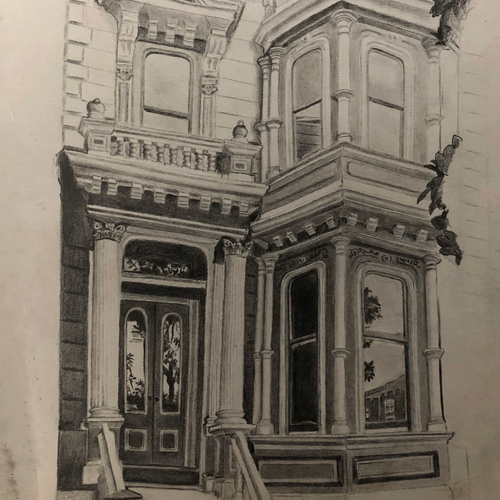 SF Barbie House by Valentina Gomez, Graphite on Paper