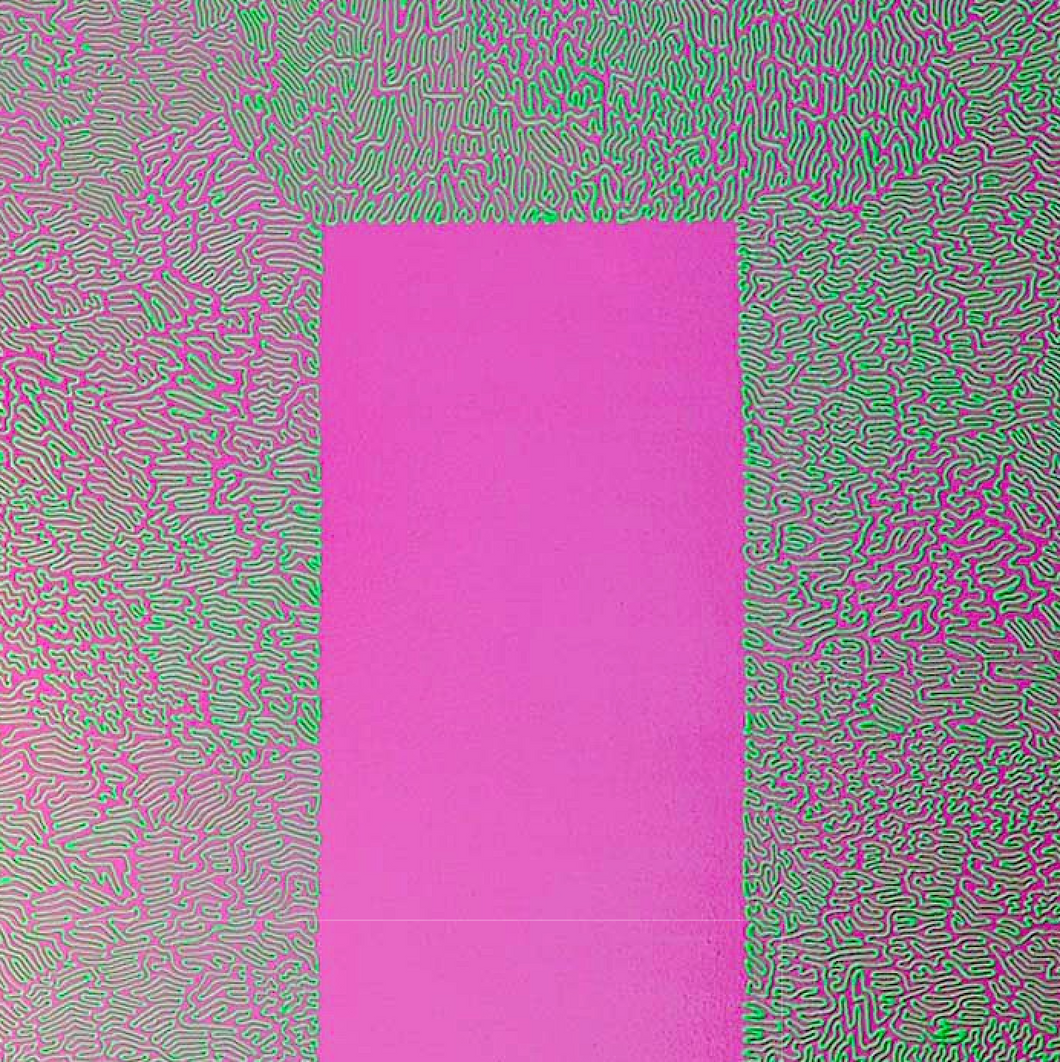 Fluorescent Green Squiggle on Magenta by William Lindsay, Mixed Media on Canvas