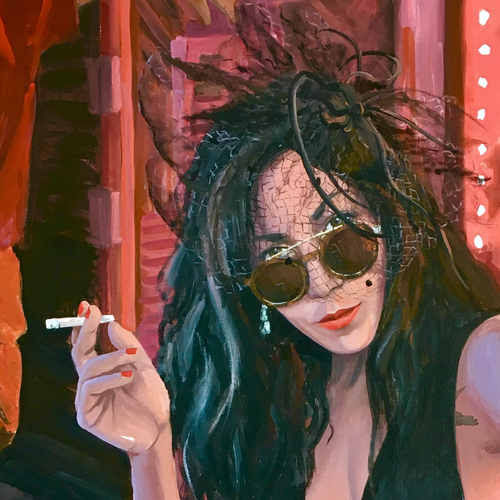 Tripot – Street Gambling by Aurélie Quentin, Oil on Canvas