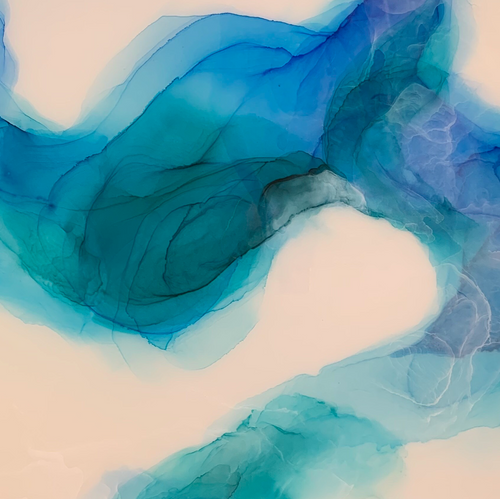 Dolphins in a Blue Laguna by YUVO, Mixed Media on Canvas