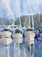 “Boats and Reflections” By Luis Camara, Watercolor on Hot Pressed Paper