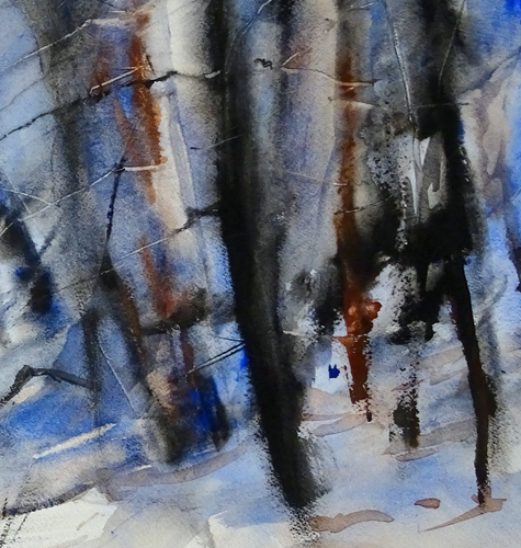 “Blue Forest” By Luis Camara, Watercolor on Hot Pressed Paper