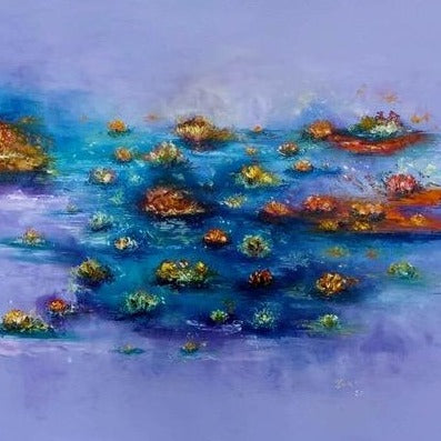 The Floating Garden of Dharma by Joao Quiroz, Oil and Spray Paint on Canvas