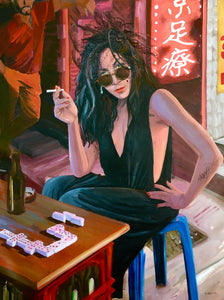 Tripot – Street Gambling by Aurélie Quentin, Oil on Canvas