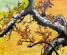 "Red Plum Tree" by Yoshihisa, Acrylic/Watercolor on Canvas