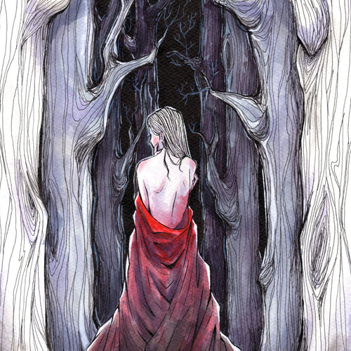 Meet Me in the Woods by Zyra Bañez, Watercolor and Ink