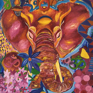 "Ganesh: Remover of my Many Obstacles" by Dawn Siler, Mixed Media on Canvas