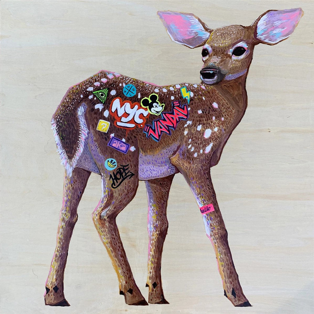 Deer NYC by Andrés Moncayo, Acrylic on Wood