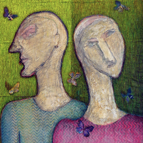 Distants by Arturo Reyes Medina, Mixed Media on Canvas with LED Light Display