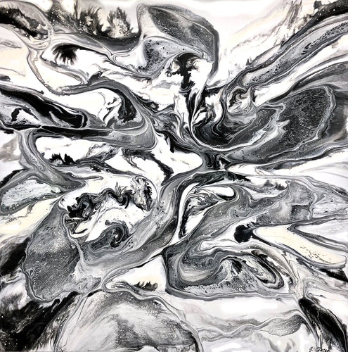 Think by John Fatse, Mica and Pigmented Epoxy on Aluminum Plate Bonded to Canvas
