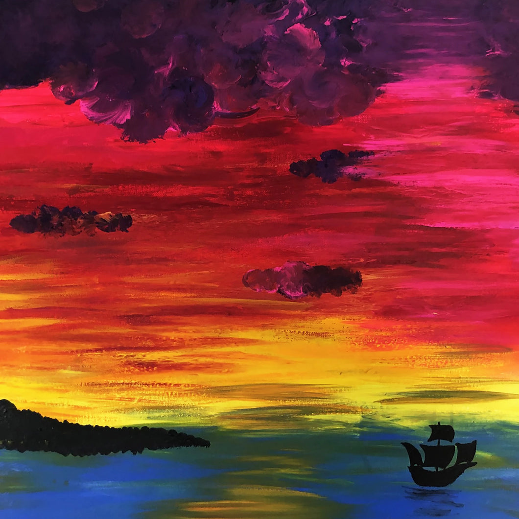 Something Magical About This Sunset by Emily Vaughan, Watercolor on Canvas