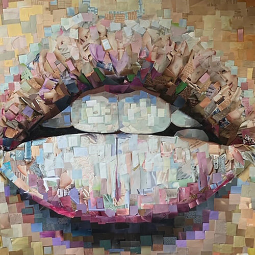 Barbie Lips by Whitney L Anderson, Hand-Cutout Collage