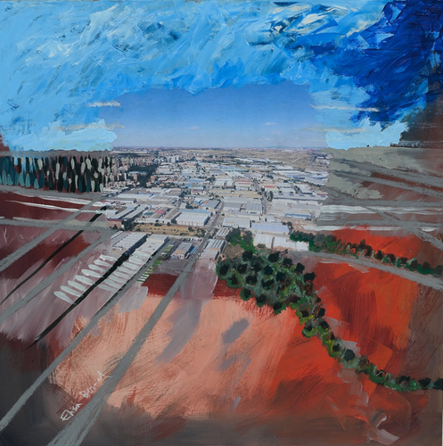 Campo y Ciudad 4 (Land and City 4) by Elisa Bernal, Mixed Media on MDF Board