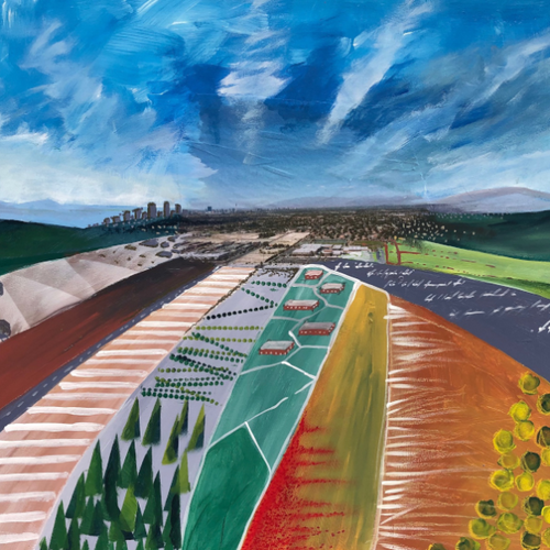 Campo y Ciudad 11 (Land and City 11) by Elisa Bernal, Mixed Media on MDF Board