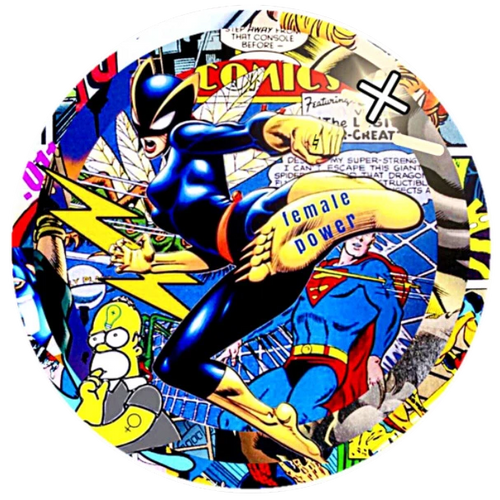 COMIC MANDALA/FEMALE POWER by Joy Hutchins, Digital Print on PVC Board
