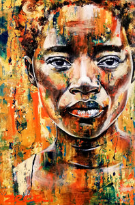 Lady in Orange by Zeca Vilela, Acrylic on Canvas