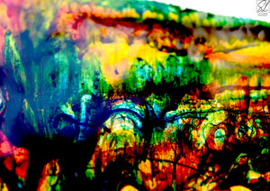 "Free" by Sally Lennon, Macro Photography Oil Dyes in Syrup on Canvas