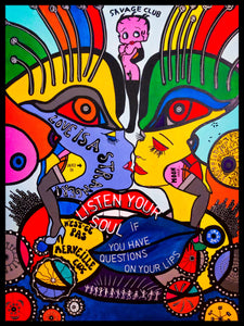 Listen To Your Soul By Reyol Enjoy , Acrylic and Ink On Canvas
