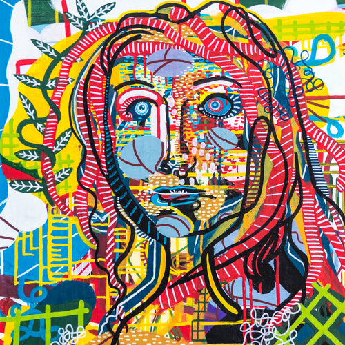 Long-Haired Women by François Glineur, Acrylic on Canvas