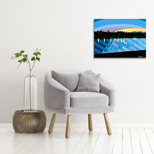 “Silver Lake Reservoir 3” by Niree Kodaverdian,  Acrylic on canvas panel