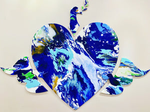 Love Dove by Perry Milou, Acrylic Pour on Wood/Resin