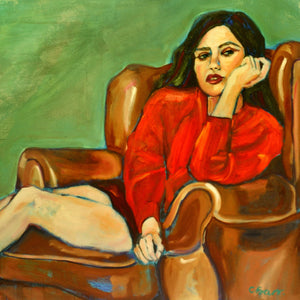 Delphine in Red by Cristina Barr, Oil on Canvas