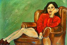 Delphine in Red by Cristina Barr, Oil on Canvas