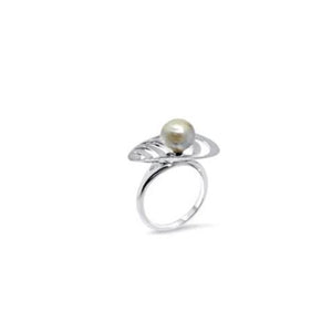 Oysters Ring by Lisa Lesuja, White Gold 750 18K with 1 Saltwater Death Sea Pearl Ring (7551)
