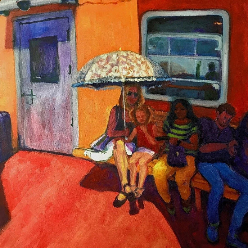 Traveling on the Staten Island Ferry by Susan List, Oil on Canvas