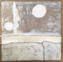 "East River Moonrise" by Eduardo Terranova, Plaster Extruded and hand stitching on Burlap
