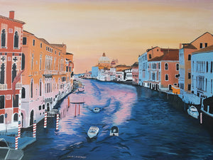 “Venice While Sunset” By Claudia Luethi, Oil on Canvas