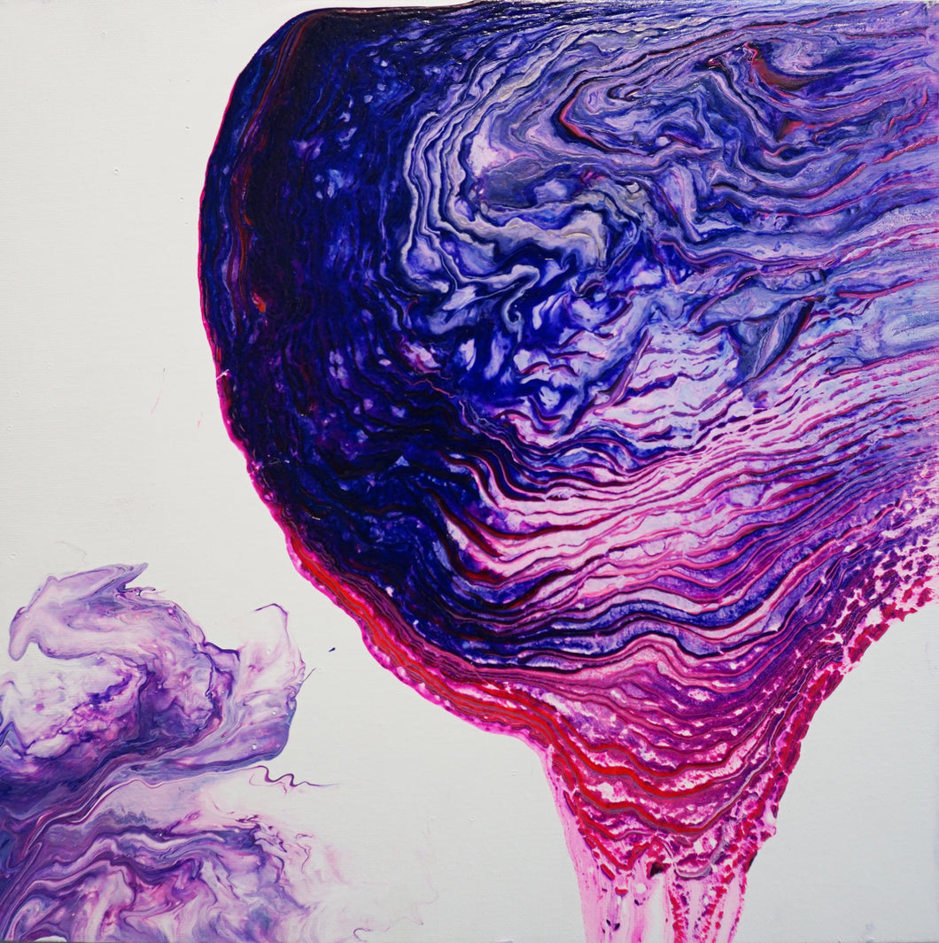 Bleeding Amethyst by Umaima Hashim, Fluid Acrylics on Canvas