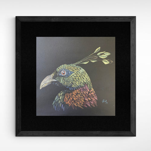 “Himalayan Monal” By Veronica Chandler, Metallic Watercolor on Paper